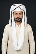 White Embroidered Balochi Dastar | Traditional Pagri / Pag Turban