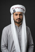 White Embroidered Balochi Dastar | Traditional Pagri / Pag Turban