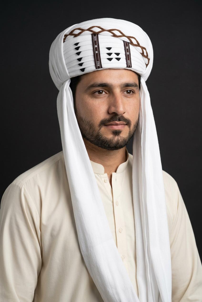 White Balochi Dastar | Traditional Pagri / Pag Turban