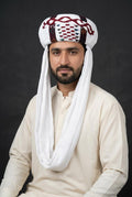 White Embroidered Balochi Dastar | Traditional Pagri / Pag Turban