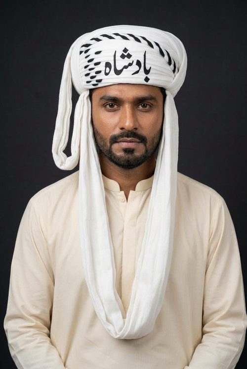 Badshah Urdu calligraphy Balochi dastar design visualization